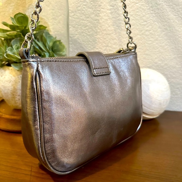 Talbots Leather Metallic Silver Crossbody/Shoulder Bag - NWOT - Picture 6 of 13